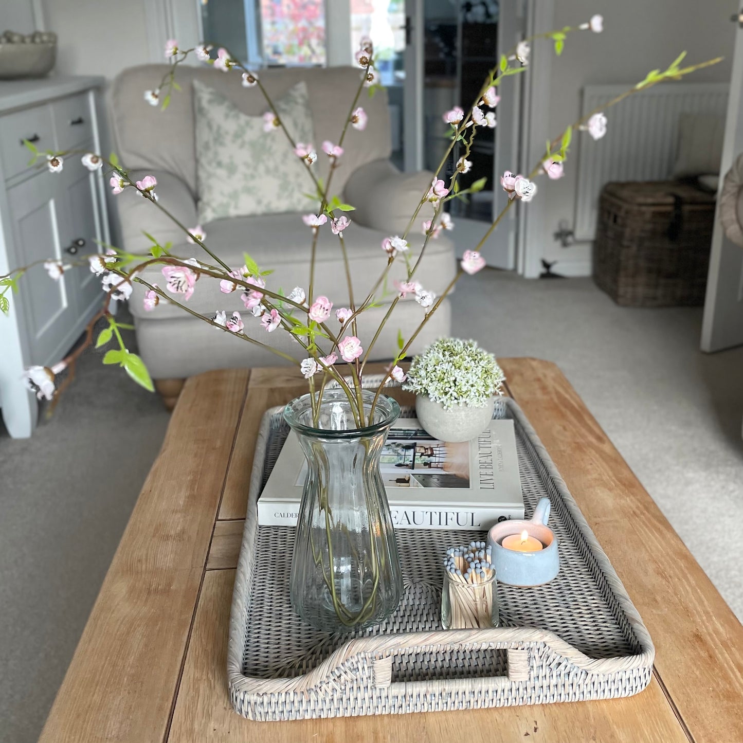 Pink Faux Blossom Spray