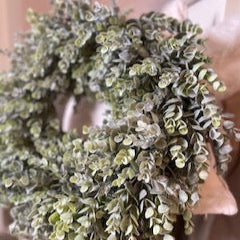 Green flocked eucalyptus faux wreath