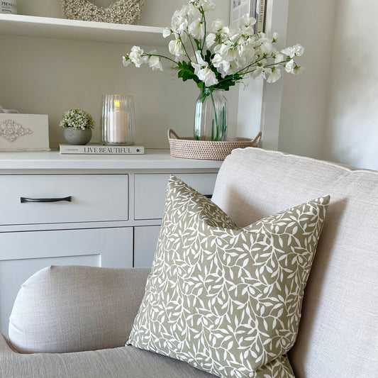 Olive Green Leaf Cushion