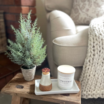 Mini Faux Fir Tree In Stone Pot