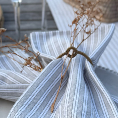 Light Grey Striped Napkins - Set of 4