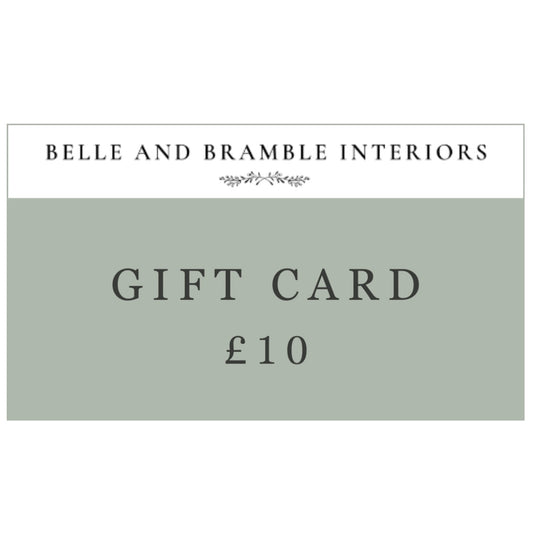 Belle and Bramble Interiors gift card for £10 on a white background
