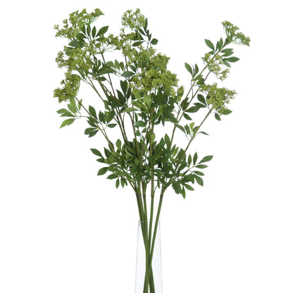 Bunch of faux cow parsley stems shown in front of a white background.