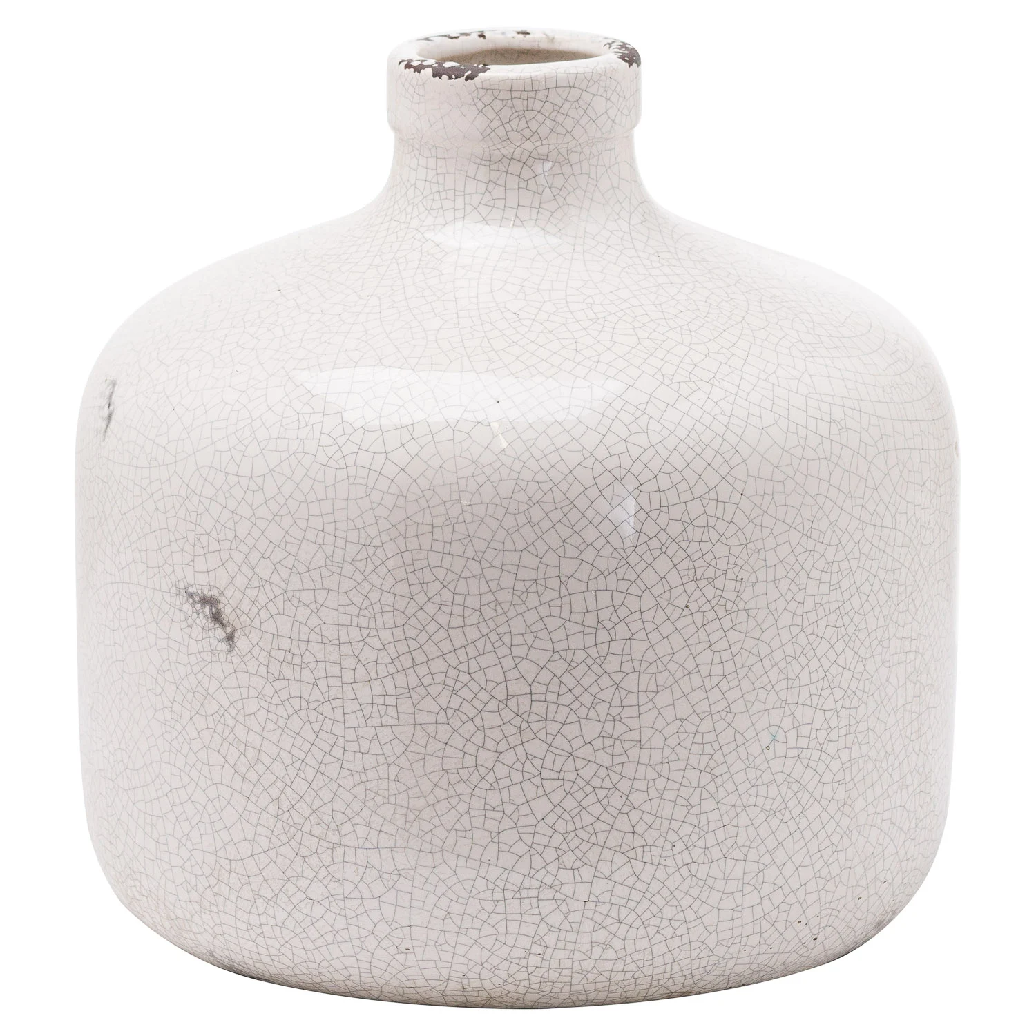 Neutral crackled ceramic Garda Vase with distressed finish, shown on a white background.
