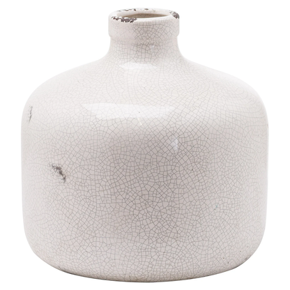 Neutral crackled ceramic Garda Vase with distressed finish, shown on a white background.