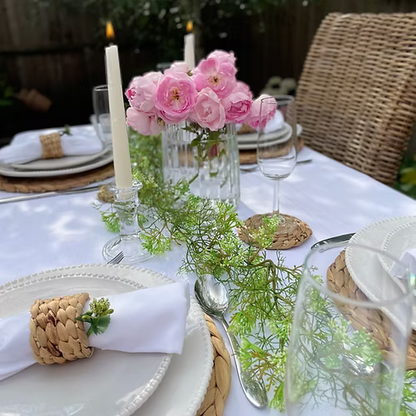 Artificial elderflower garland featuring realistic white flowers and eye loops for easy hanging around the home or garden.