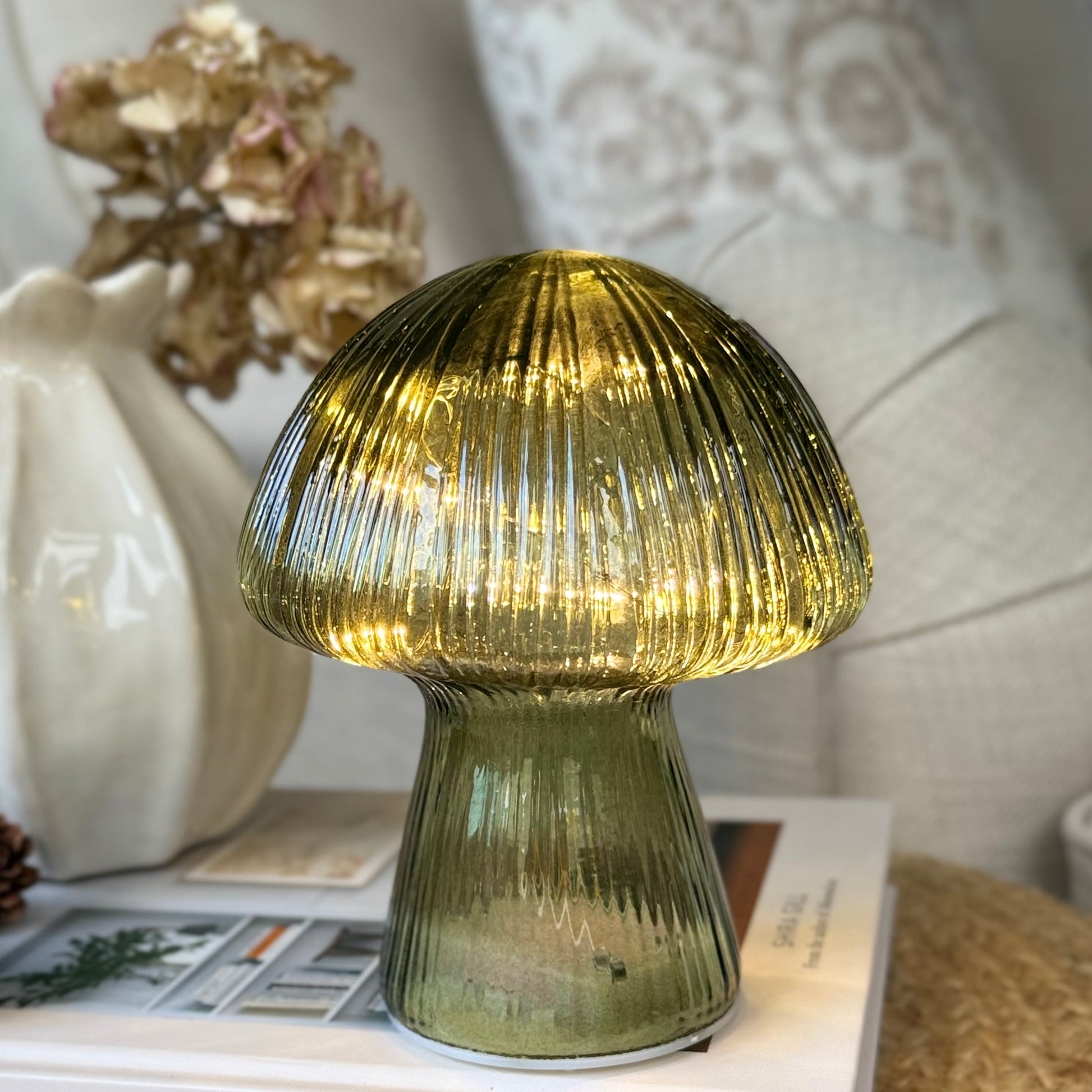 Mushroom led ornament with soft illumination, perfect to create a warm, relaxing atmosphere.