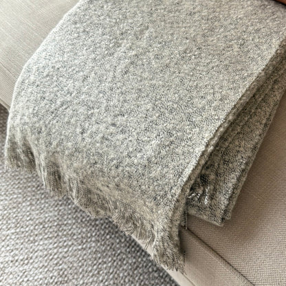 Soft, textural boucle throw styled on a sofa, perfect for creating a cosy, calm, and timeless atmosphere in your home