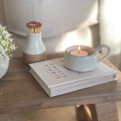 Stoneware Tea Light Holder - Milk White