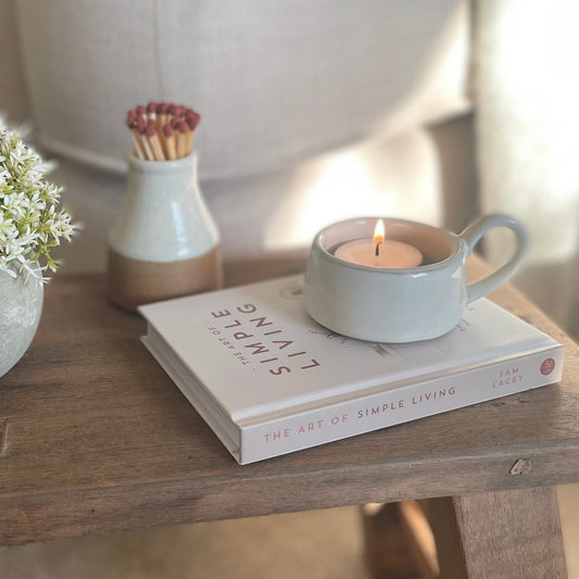 Stoneware Tea Light Holder - Milk White