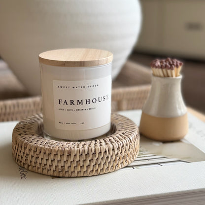 Neutral rattan candle holder with open weave design, perfect for adding subtle warmth and texture to any space.
