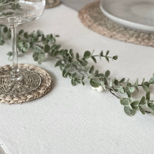 Winter garland with white berries and frosted glitter.