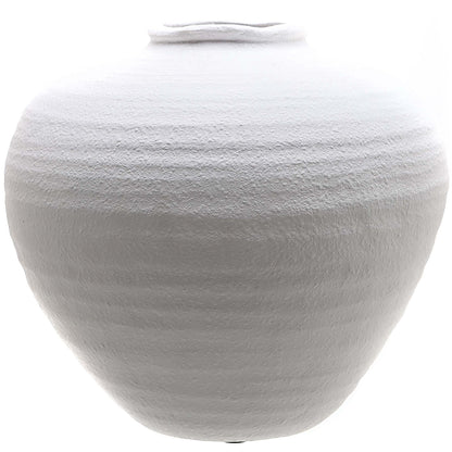 White matte roman urn-style Regola vase with soft textured finish and elegant curved shape. On a white background.