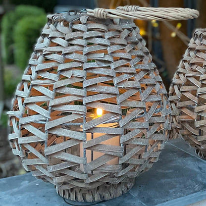 Natural rattan lantern for home or garden, perfect alone or in a set of three with candles or fairy lights.